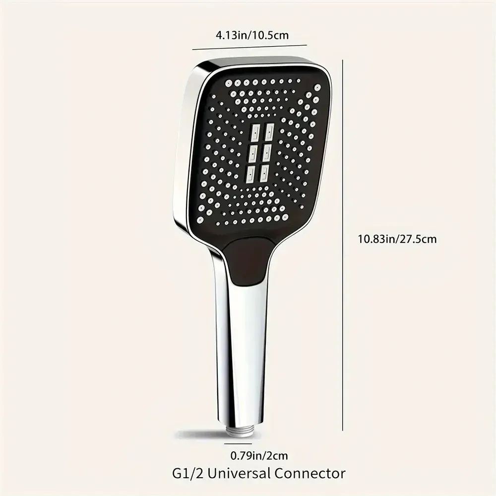 Pommeau de douche effet pluie réglable, 3 modes, grand débit, haute pression, économie d'eau 5