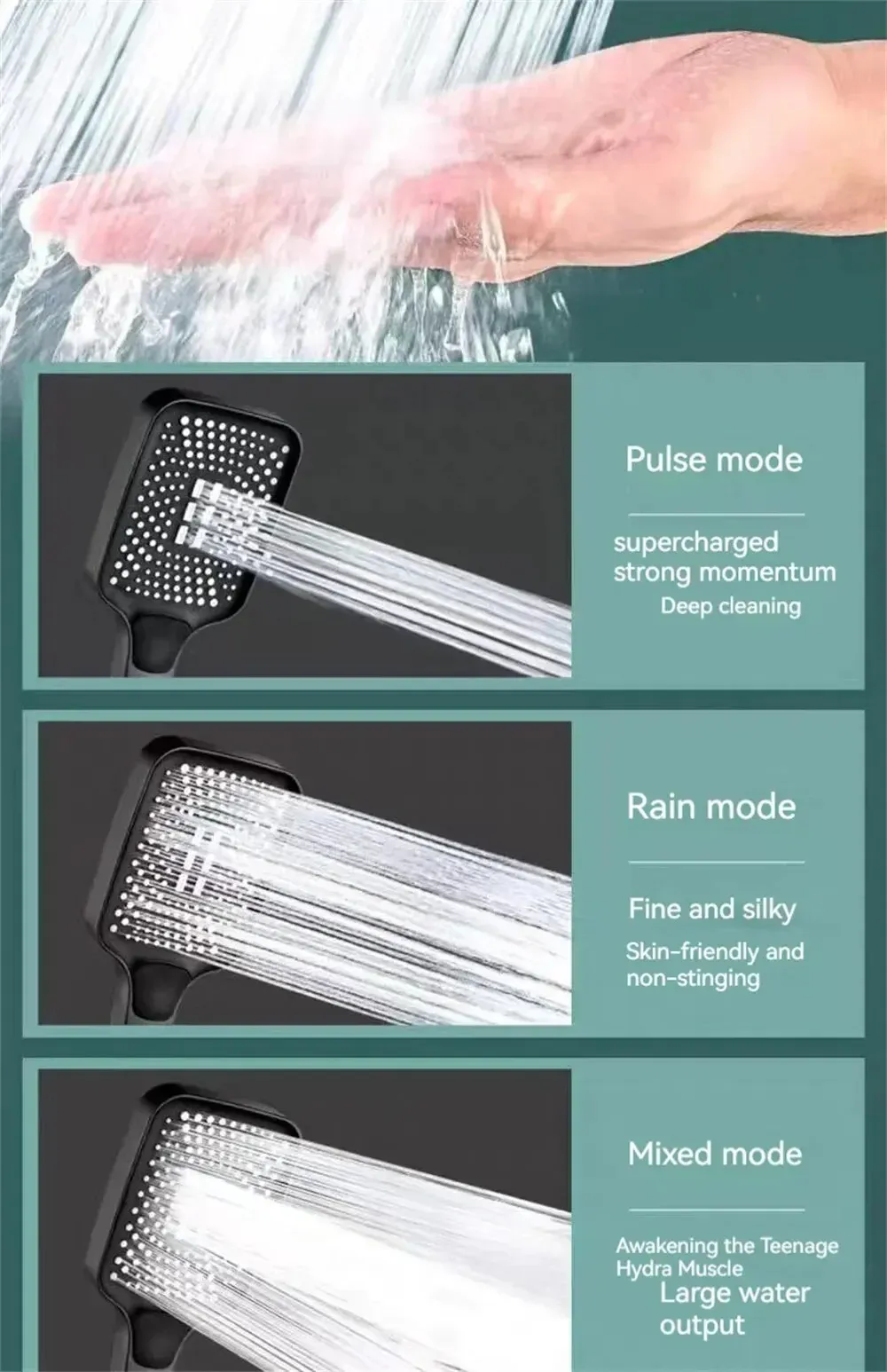 Pommeau de douche, détail des buses en silicone