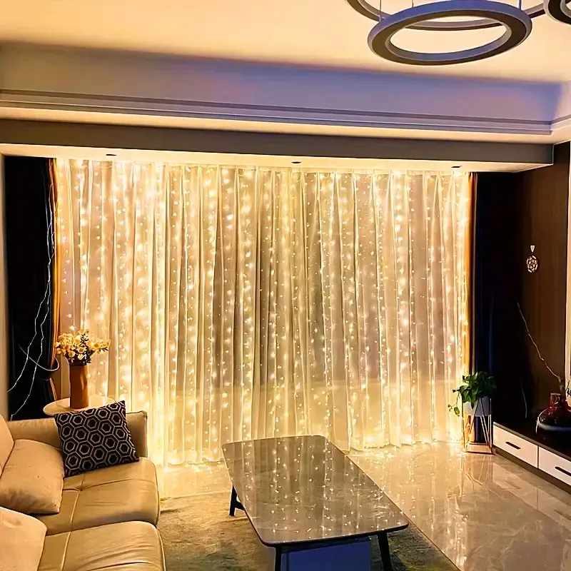 Rideau lumineux LED, ambiance chaleureuse