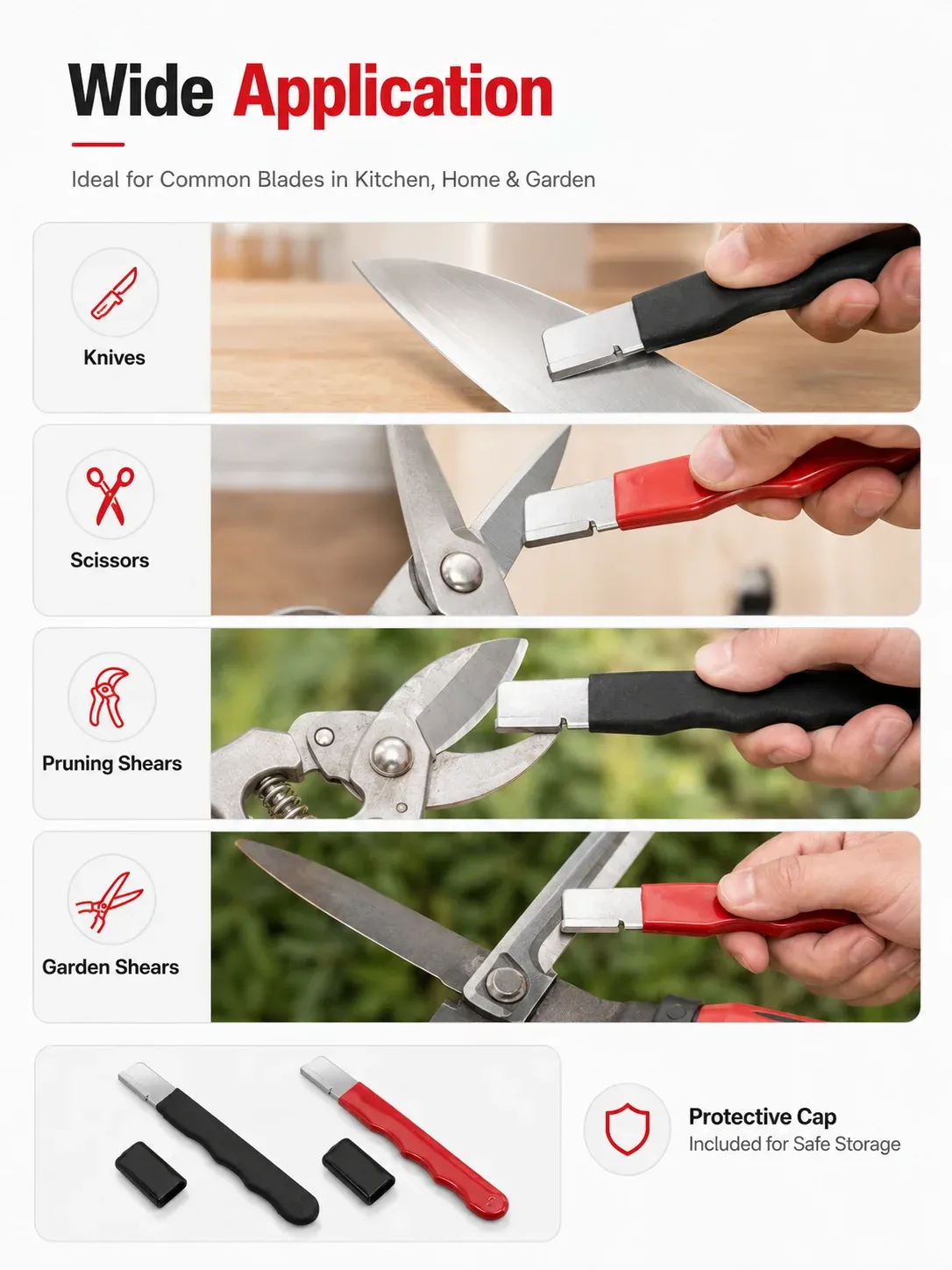 Affûteur d'outils de jardin portable, vue d'ensemble