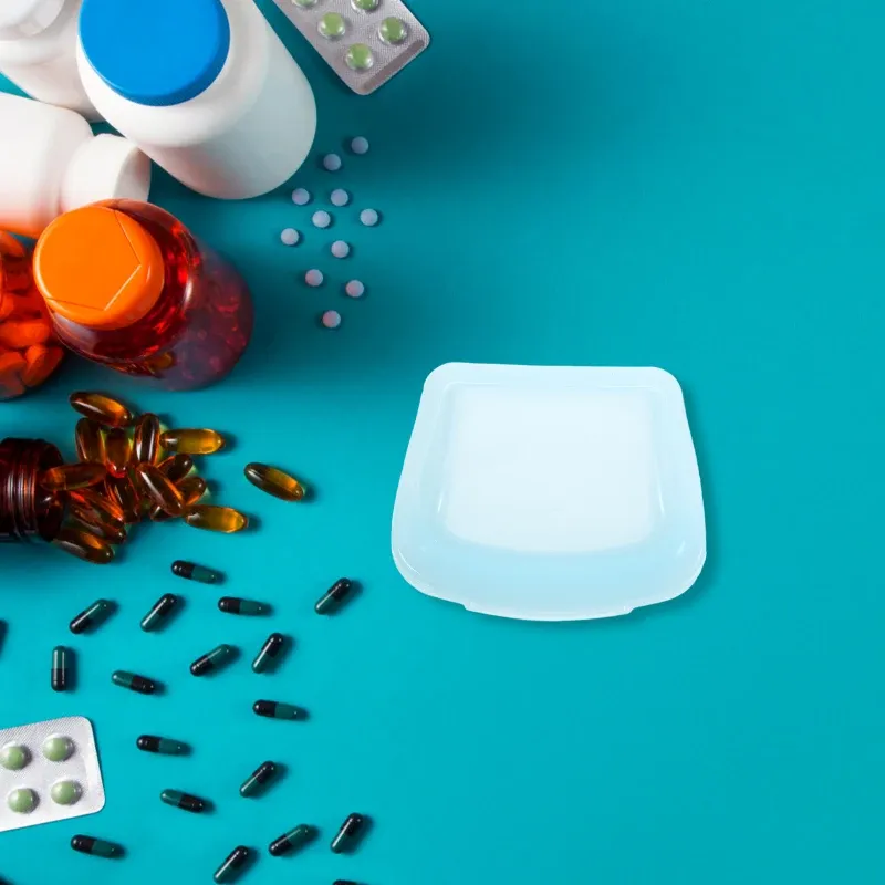 Sac à médicaments en silicone bleu, usage quotidien