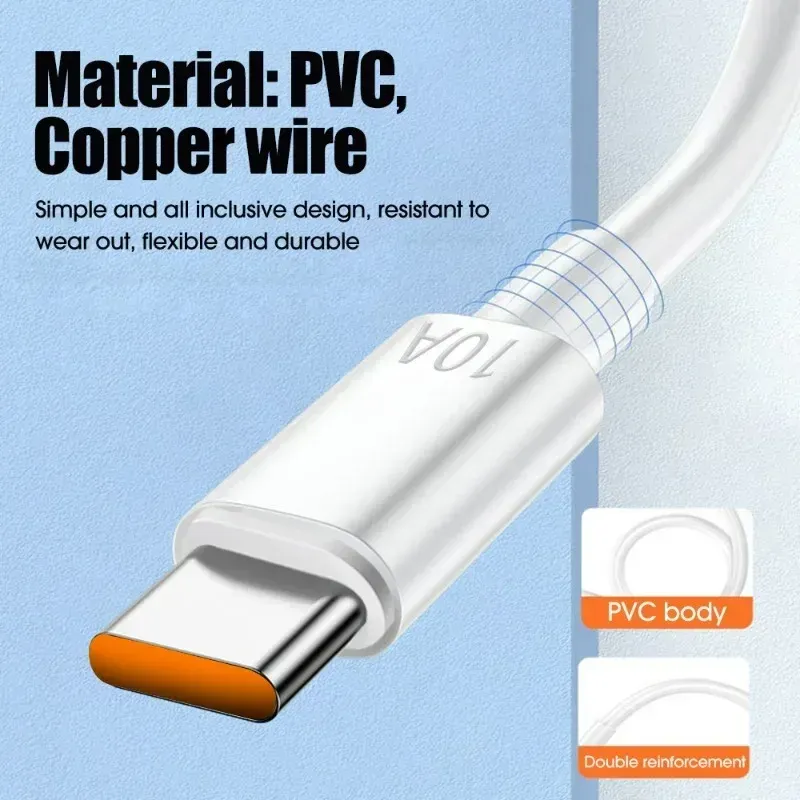 Câble de charge rapide USB-A vers USB-C 120W 10A, transfert de données haute vitesse, compatible Samsung, Xiaomi et Huawei (lot de 1 ou 3) 2