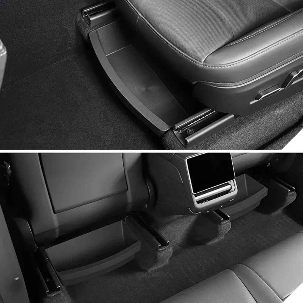 Boîte de rangement sous siège pour Tesla Model Y Juniper 2025-2026, rangement caché, tiroir sous siège lavable, accessoires 4