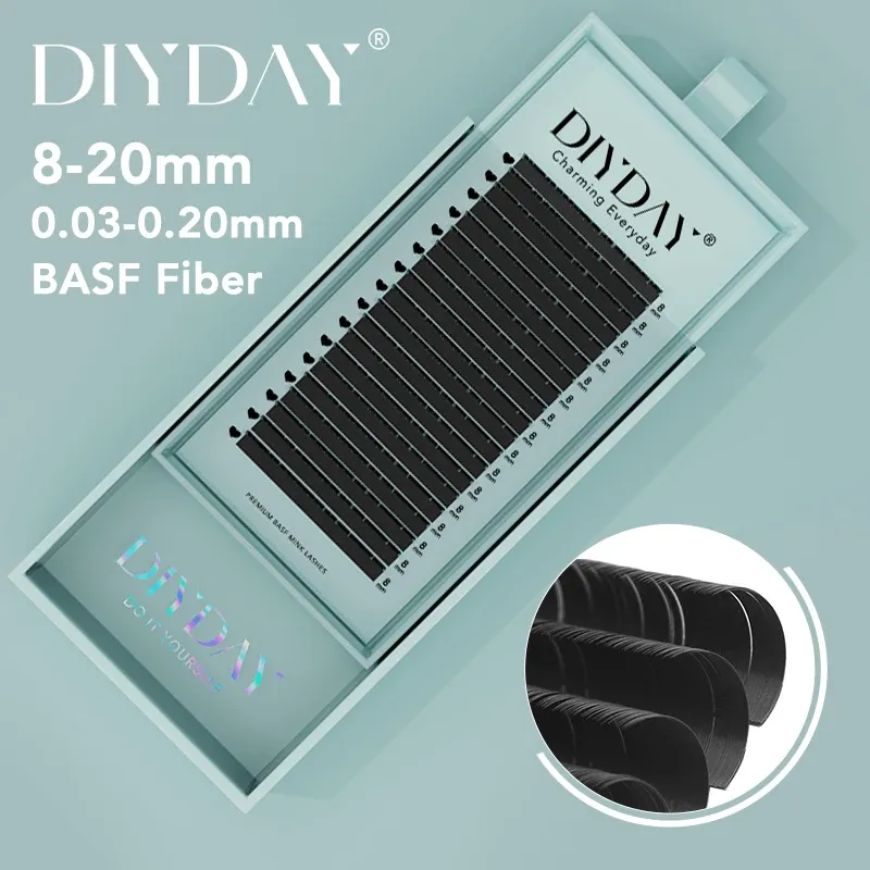 Cils individuels classiques en vison naturel, 16 rangées, courbures B, C, CC, D, DD, extensions de cils pour maquillage (DIYDAY) - Image 1