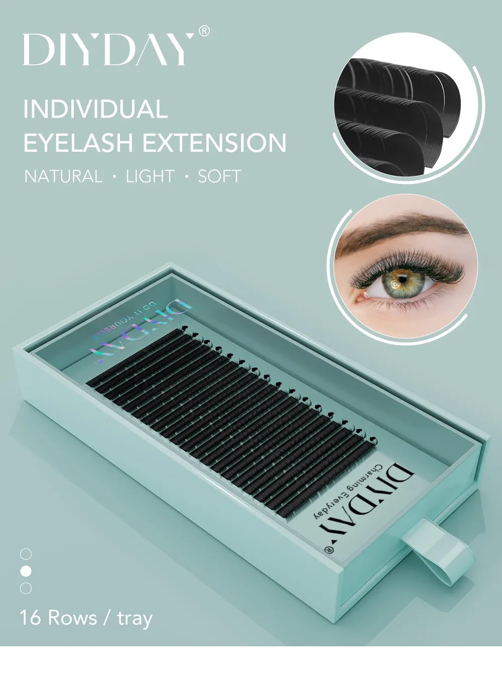 Extension de cils individuelle en vison, vue détaillée
