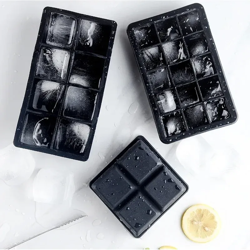 SoftAura Moule à glaçons en silicone de qualité alimentaire, grands cubes carrés, lot de 4, 6, 8, 15 ou 160 grilles, pour la maison, la cuisine et le bricolage 5