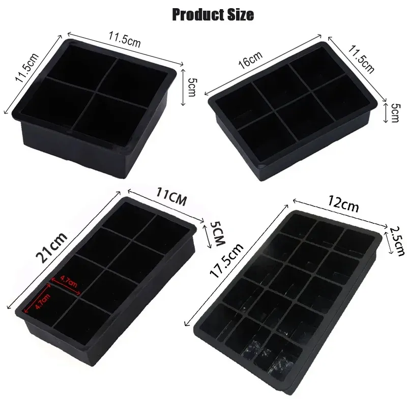 SoftAura Moule à glaçons en silicone de qualité alimentaire, grands cubes carrés, lot de 4, 6, 8, 15 ou 160 grilles, pour la maison, la cuisine et le bricolage 6
