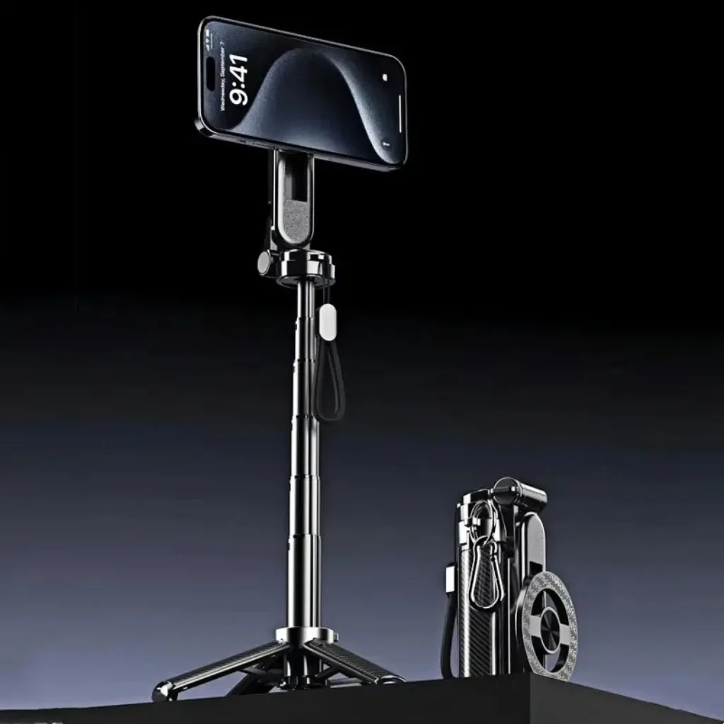 Perche à selfie magnétique 4 en 1 avec rotation à 360°, télécommande Bluetooth sans fil et support de téléphone magnétique 5