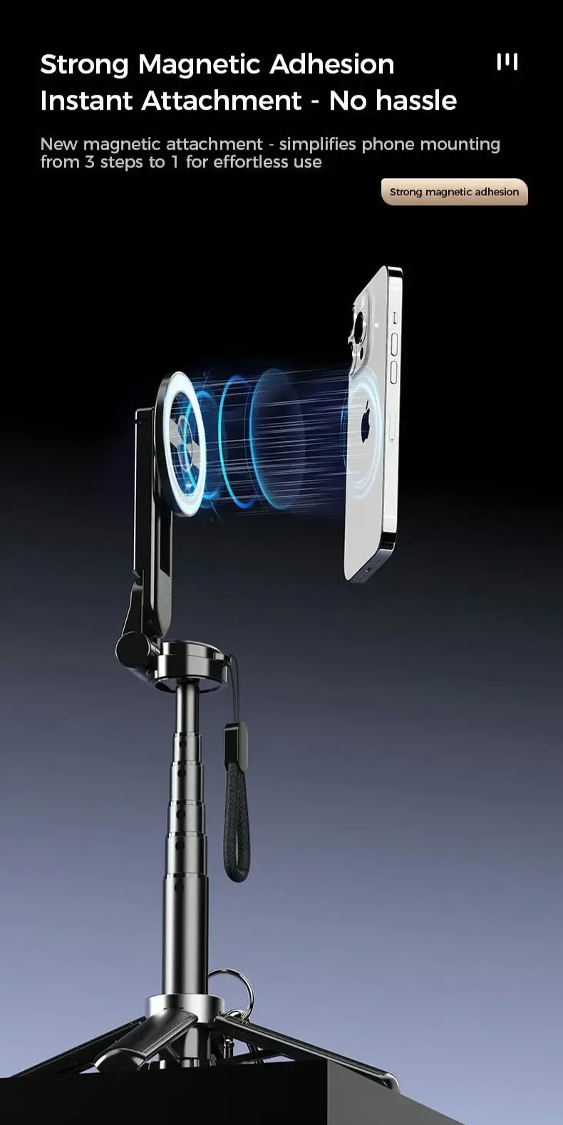 Détail du support magnétique pour téléphone