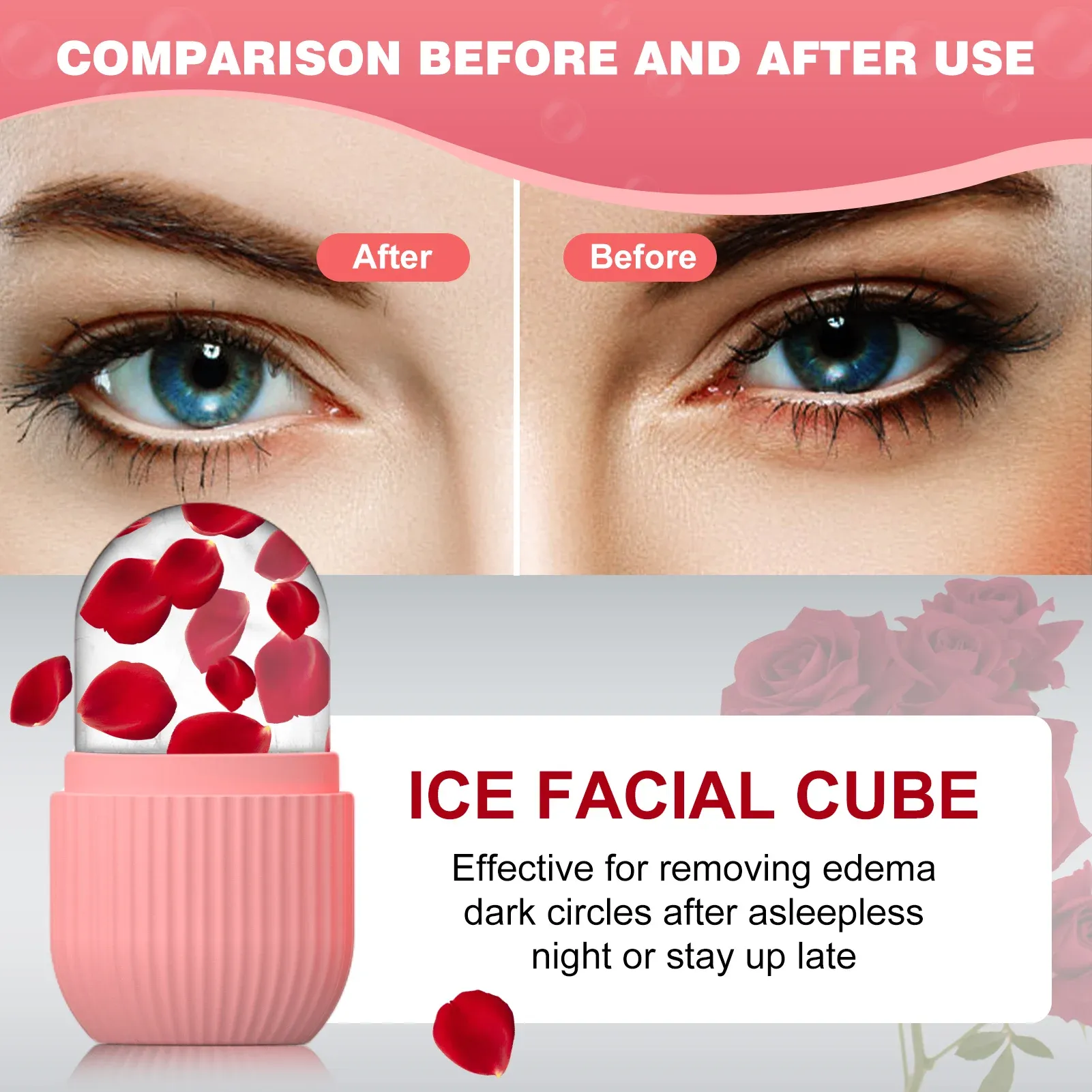 Moule à glaçons en silicone pour soins du visage avec rouleau à glace 3