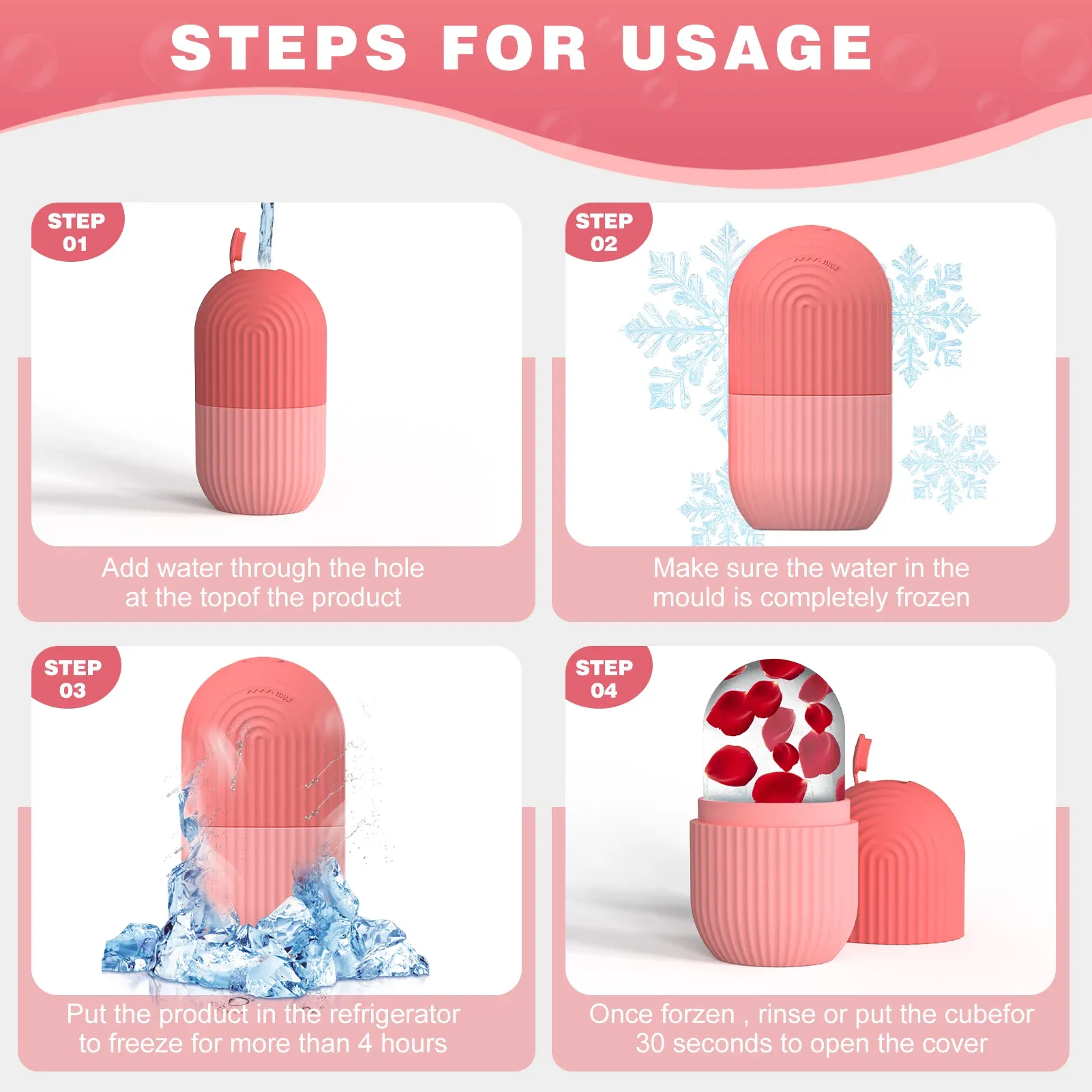 Moule à glaçons en silicone pour soins du visage avec rouleau à glace 5