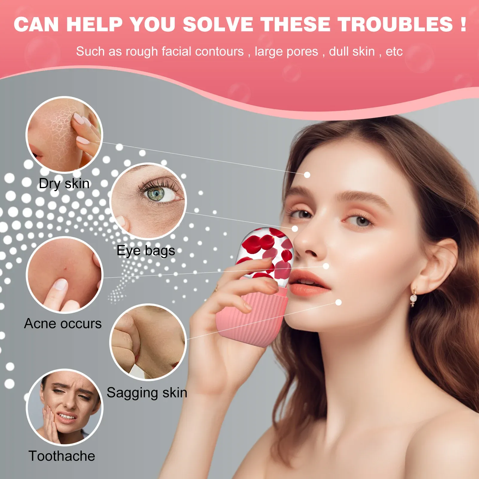 Moule à glaçons en silicone pour soins du visage avec rouleau à glace 6