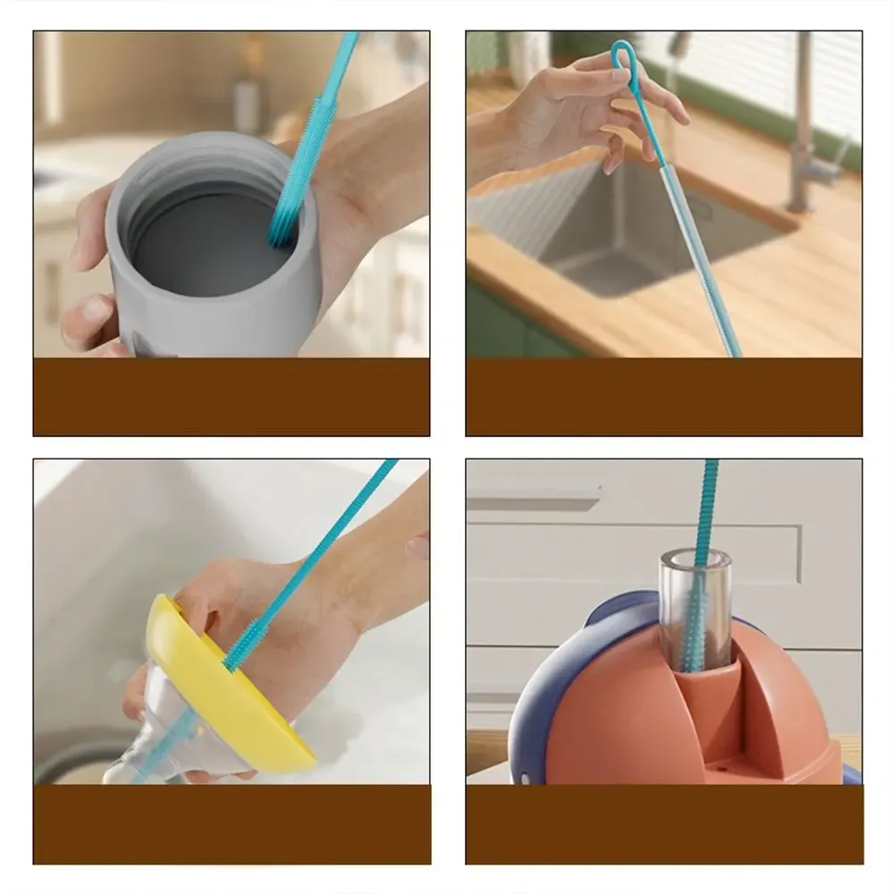Brosse de nettoyage réutilisable en silicone pour pailles souples, longue et polyvalente 5