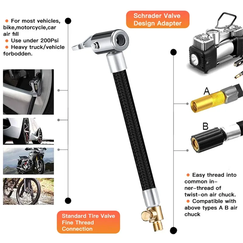 Rallonge de gonflage pour pneus, finition