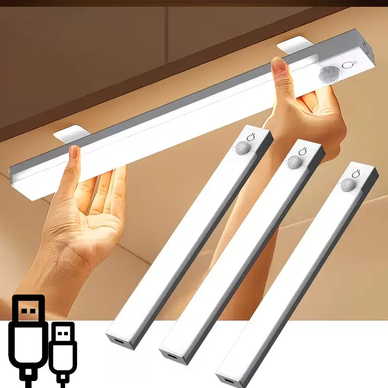 Veilleuse LED rechargeable par USB à détecteur de mouvement, fixation magnétique sans perçage