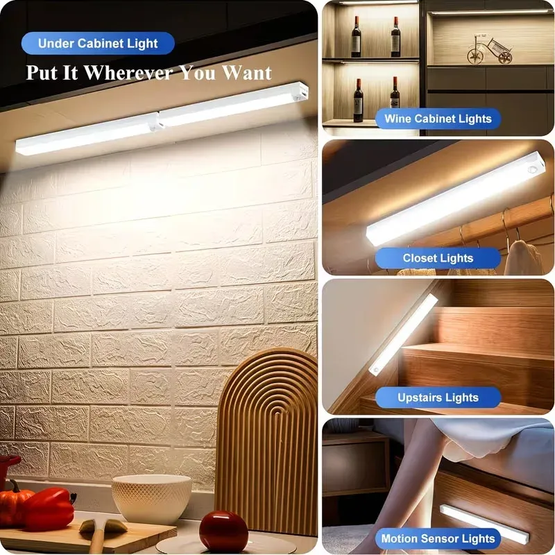 Veilleuse LED rechargeable par USB à détecteur de mouvement, fixation magnétique sans perçage 6