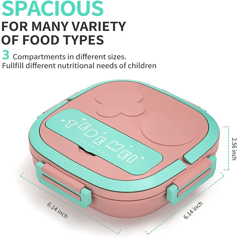 Boîte à bento isotherme en acier inoxydable de 500 ml, boîte à déjeuner isotherme pour jeunes enfants et fillettes, compartiments en métal, boîte à déjeuner étanche 3