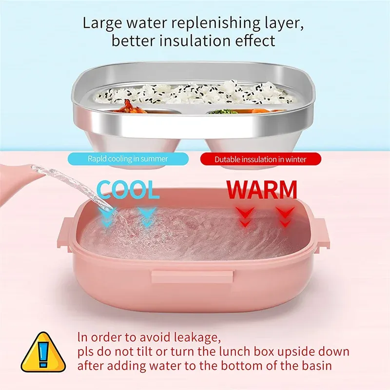 Boîte à bento isotherme en acier inoxydable de 500 ml, boîte à déjeuner isotherme pour jeunes enfants et fillettes, compartiments en métal, boîte à déjeuner étanche 5