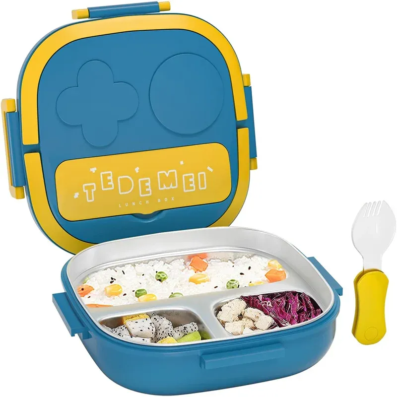 Boîte à bento isotherme en acier inoxydable de 500 ml, boîte à déjeuner isotherme pour jeunes enfants et fillettes, compartiments en métal, boîte à déjeuner étanche 7