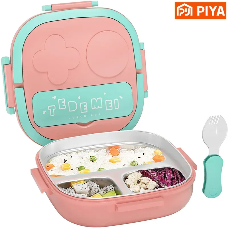 Boîte à bento isotherme en acier inoxydable de 500 ml, boîte à déjeuner isotherme pour jeunes enfants et fillettes, compartiments en métal, boîte à déjeuner étanche 8