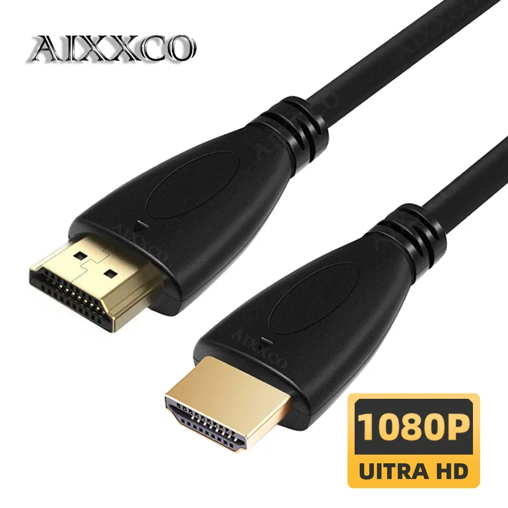 Câble HDMI plaqué or compatible AIXXCO, 1.4, 1080p, 3D, pour HDTV