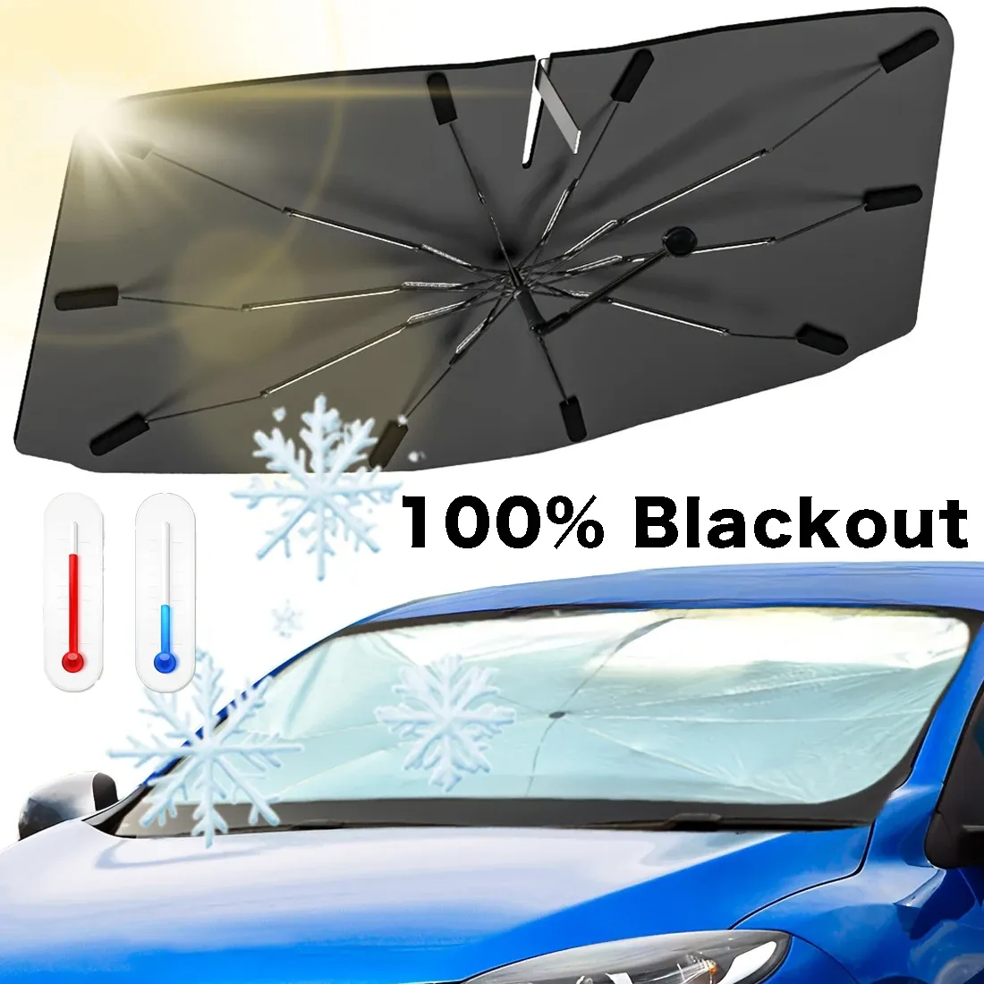 Pare-soleil pliable pour pare-brise de voiture, protection thermique portable, modèle incurvé pour vitres avant 1