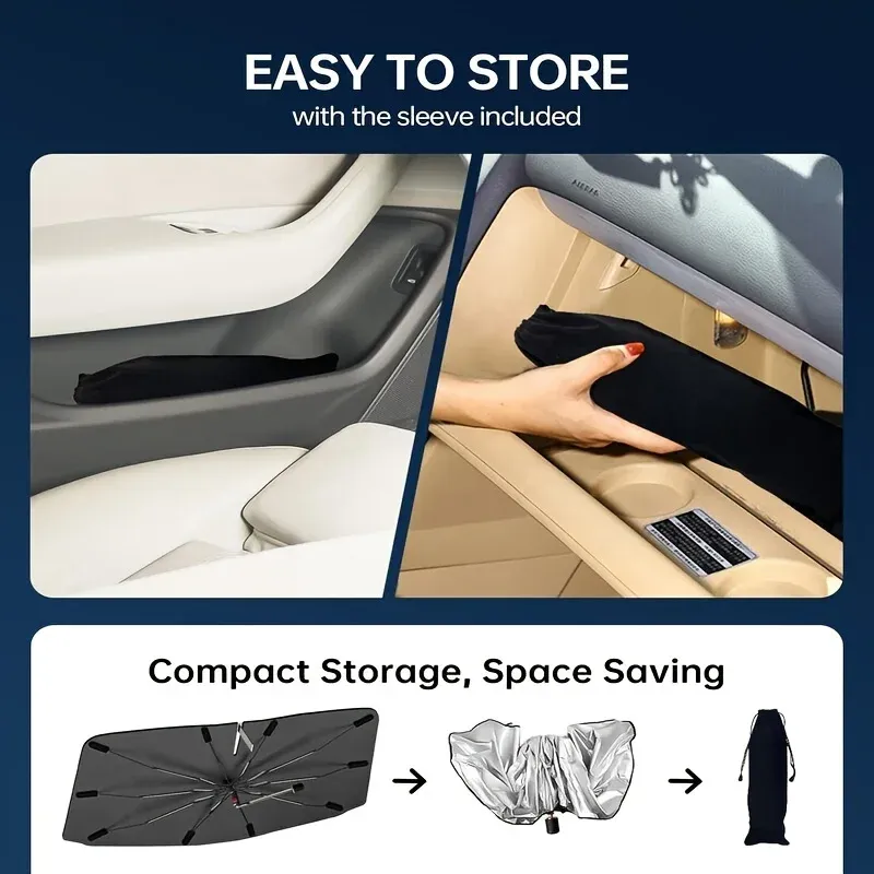 Pare-soleil pliable pour pare-brise de voiture, protection thermique portable, modèle incurvé pour vitres avant 5