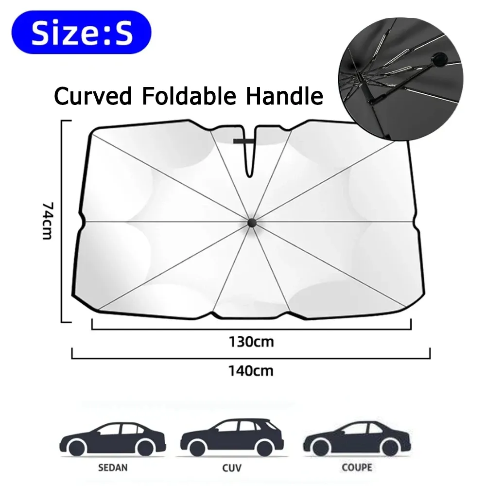 Pare-soleil pliable pour pare-brise de voiture, protection thermique portable, modèle incurvé pour vitres avant 7