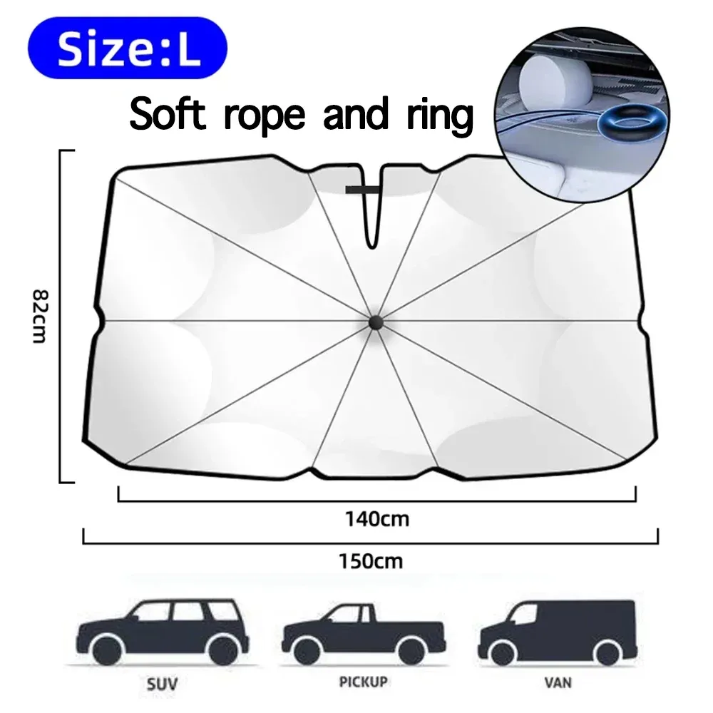 Pare-soleil pliable pour pare-brise de voiture, protection thermique portable, modèle incurvé pour vitres avant 10