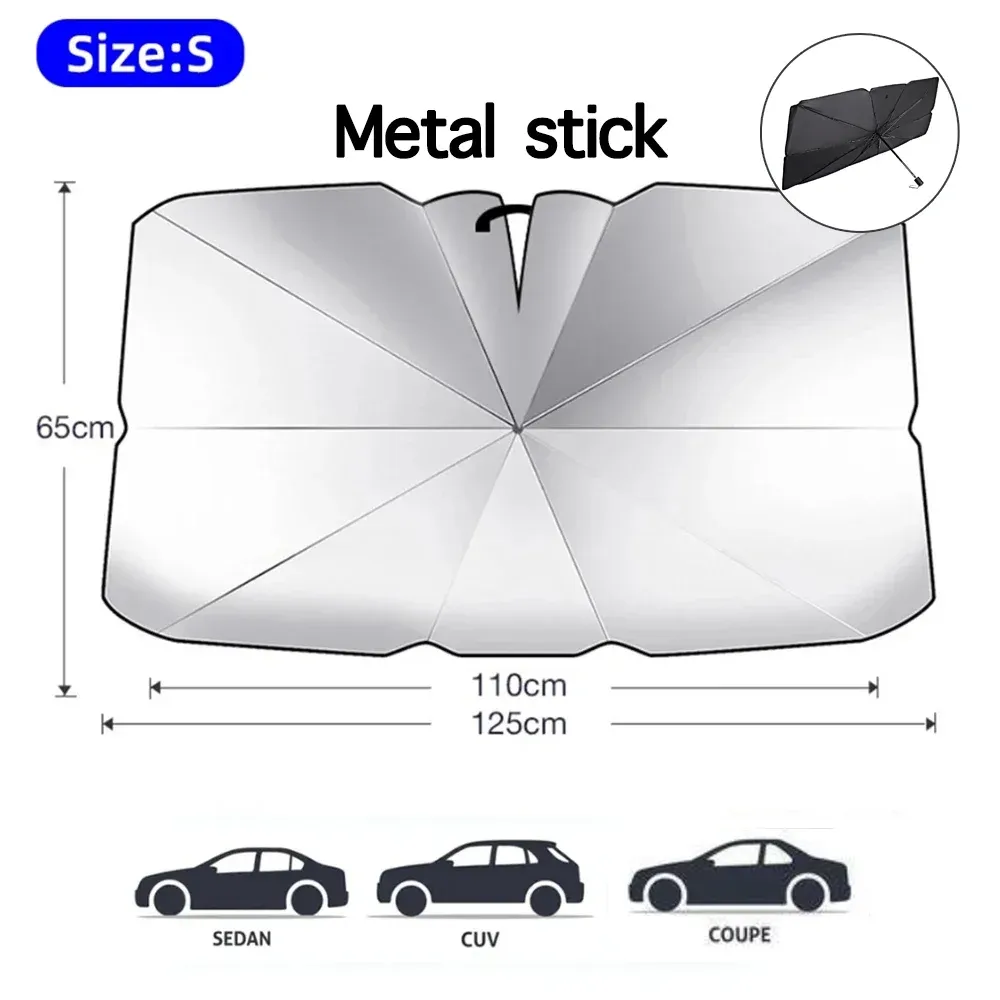Pare-soleil pliable pour pare-brise de voiture, protection thermique portable, modèle incurvé pour vitres avant 11