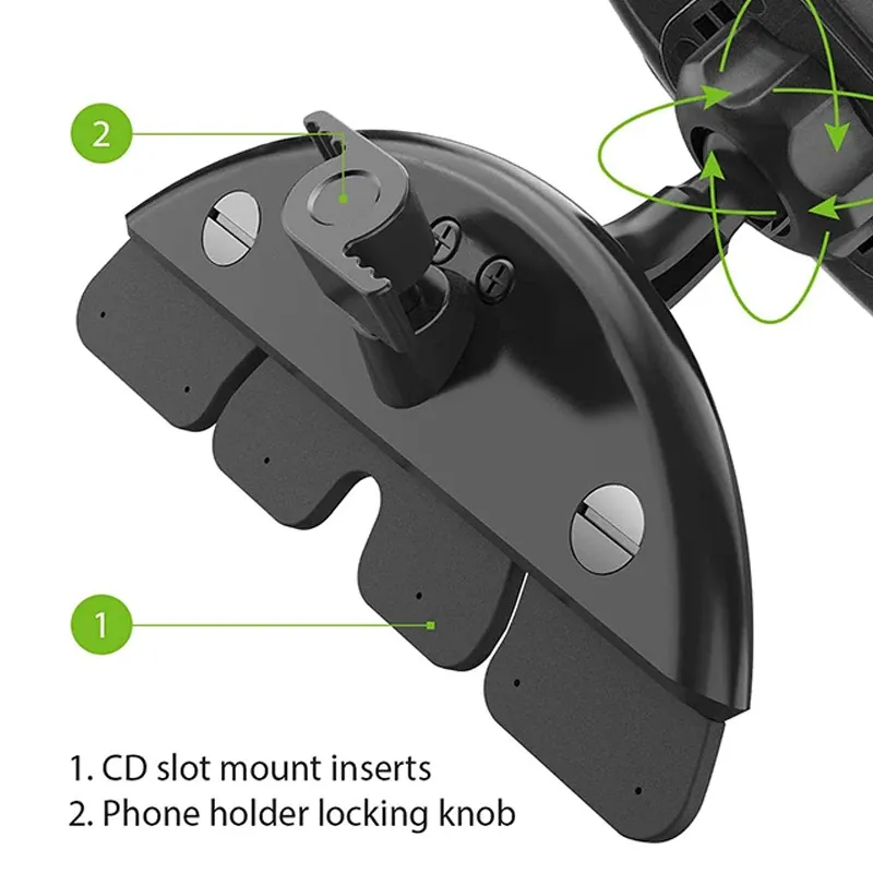 Support de téléphone pour voiture, rotation de la tête
