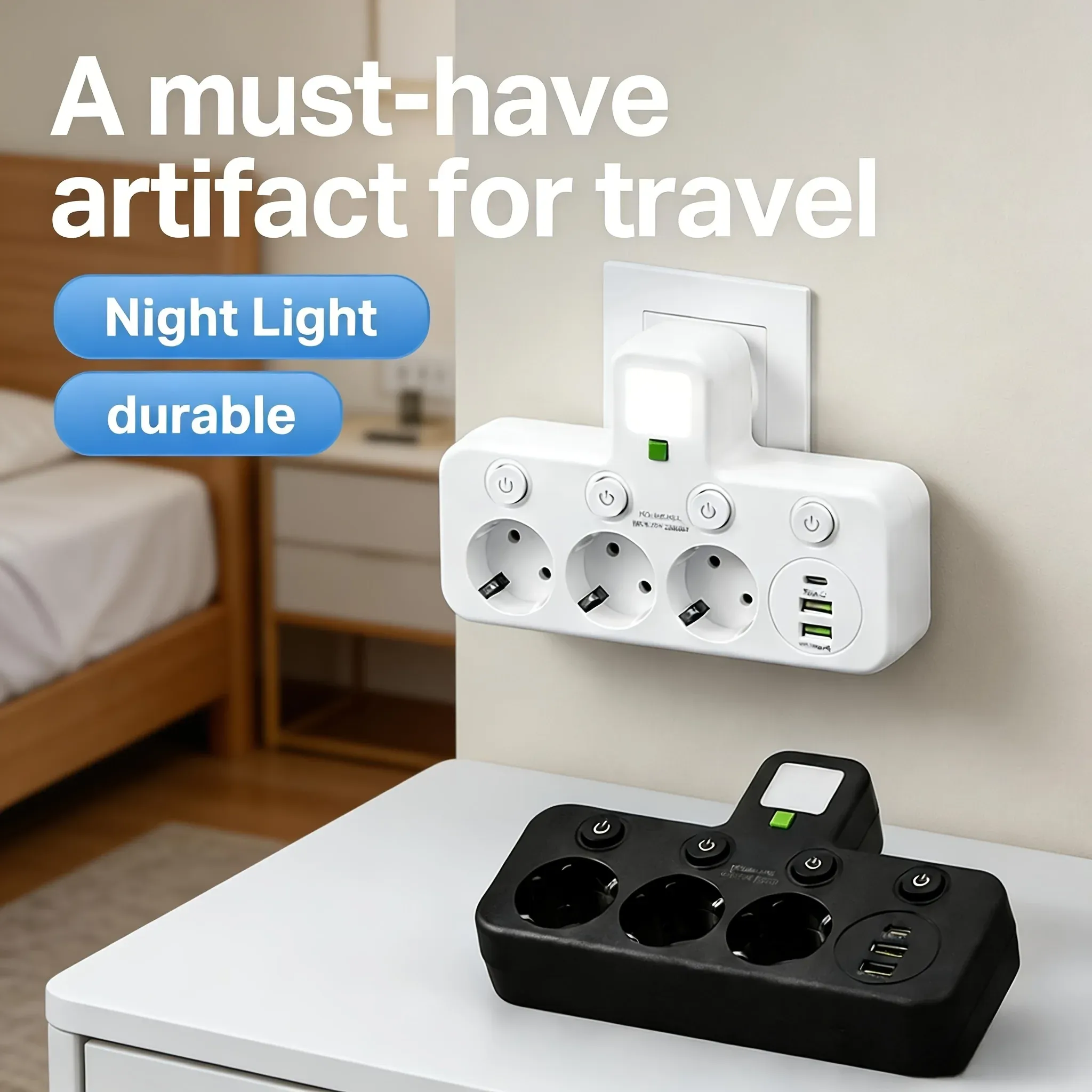 Chargeur mural avec ou sans port USB-C, disponible en deux versions : prise EU et prise standard, pour usage domestique 2