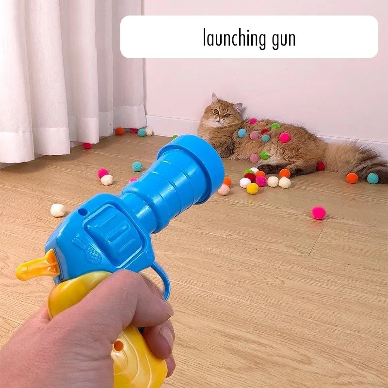 Balle en peluche interactive pour chat avec lanceur silencieux et balle rebondissante 2