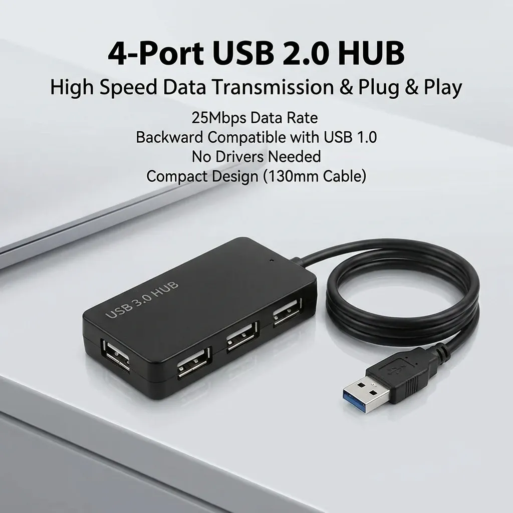 Hub USB 2.0 à 4 ports, détail du design