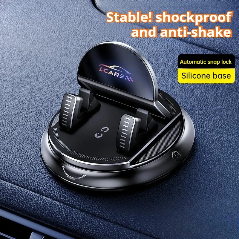 Support de téléphone pour voiture en silicone antidérapant, pour tableau de bord, rotation à 360°, universel, compatible navigation tête haute