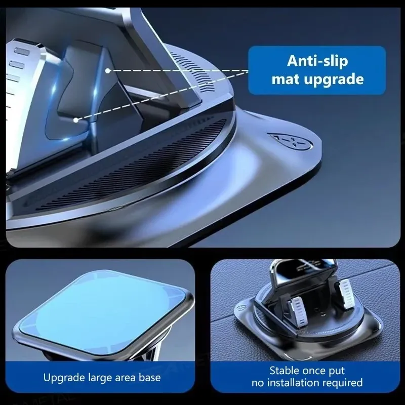 Support de téléphone pour voiture en silicone antidérapant, pour tableau de bord, rotation à 360°, universel, compatible navigation tête haute 5