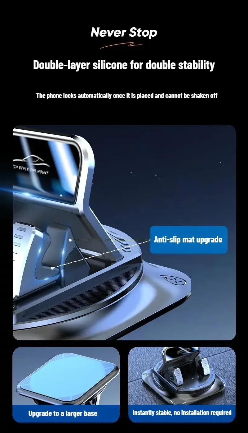 Support téléphone voiture, rotation libre