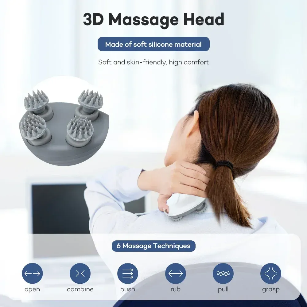 Masseur électrique de cuir chevelu à lumière rouge anti-stress pour le corps, soulage les tensions musculaires et la fatigue 6