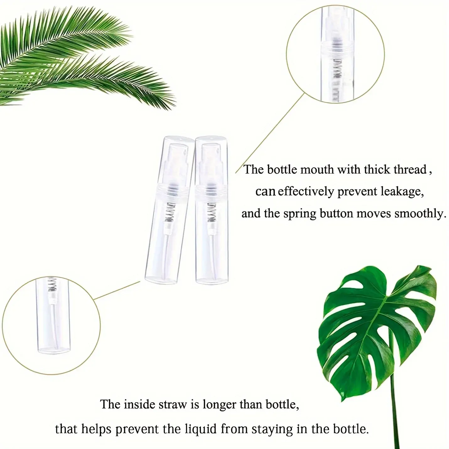 100 flacons vaporisateurs rechargeables 2 ml/3 ml, mini atomiseurs de voyage transparents, sans odeur et sans BPA, pulvérisateur portable pour parfums et cosmétiques 2
