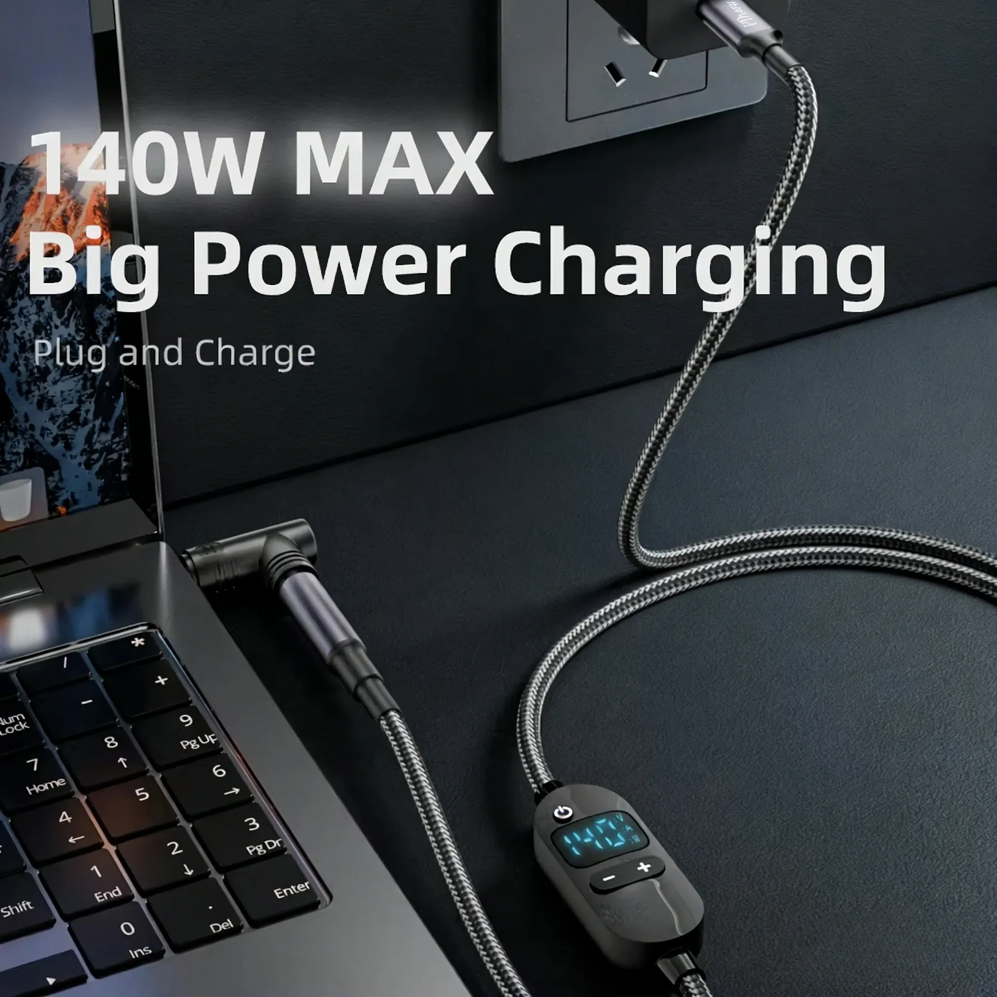 The title is already in French, so this is a cleanup: removing the sales-style repetition while keeping the technical details.

Câble d'alimentation USB-C vers DC 140 W, avec tension réglable 5 V, 9 V, 12 V, 15 V, 20 V et 28 V, pour ordinateur portable et routeur 4