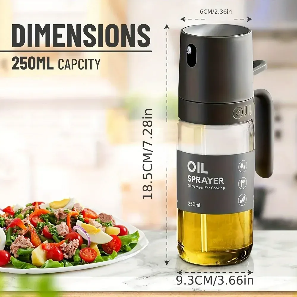 Pulvérisateur d'huile en verre pour friteuse à air, 2 en 1, rechargeable et anti-fuite, à brume fine 2