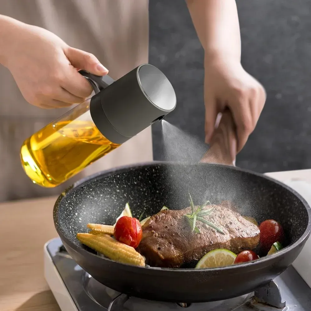 Pulvérisateur d'huile en verre pour friteuse à air, 2 en 1, rechargeable et anti-fuite, à brume fine 6
