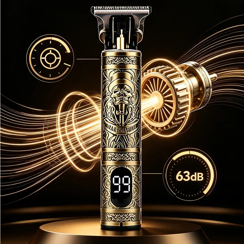 Tondeuse à cheveux électrique sans fil vintage, portable et rechargeable par USB, tondeuse professionnelle pour barbiers. 5