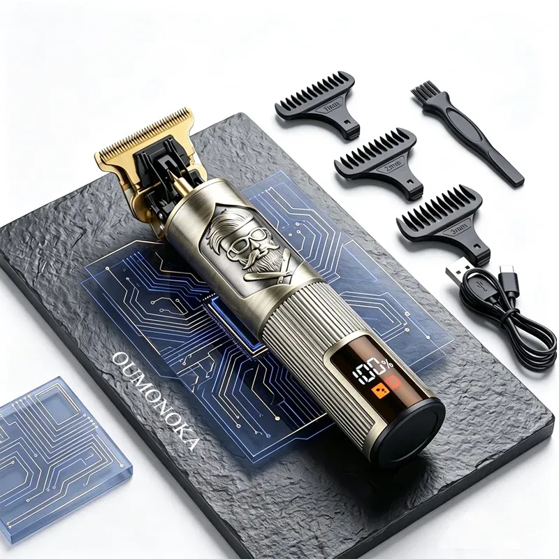 Tondeuse à cheveux électrique sans fil vintage, portable et rechargeable par USB, tondeuse professionnelle pour barbiers. 11