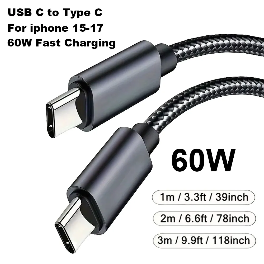 Câble de charge tressé posé sur une surface