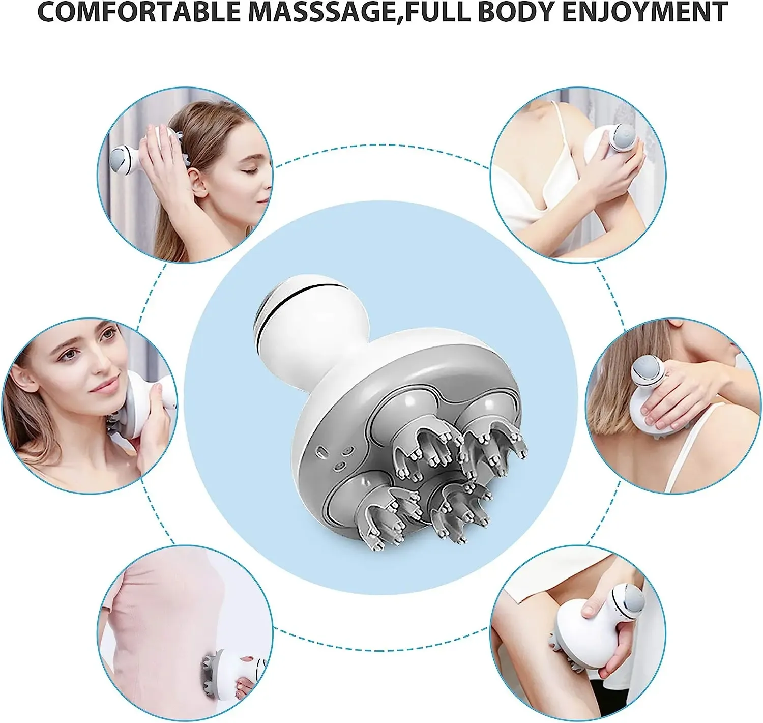 Masseur électrique sans fil pour cuir chevelu – Stimulation de la croissance capillaire, nettoyage en profondeur et relaxation 4