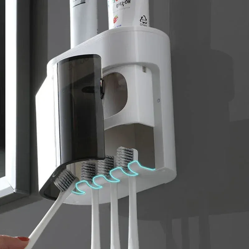 Distributeur automatique de dentifrice mural avec porte-brosses à dents magnétique 3