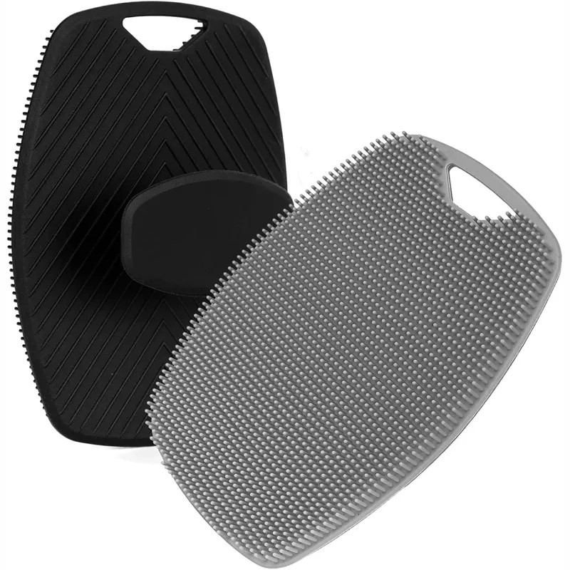 Brosse de douche exfoliante en silicone pour le corps et le visage, avec poignée, utilisable à sec ou humide, mixte - Image 1