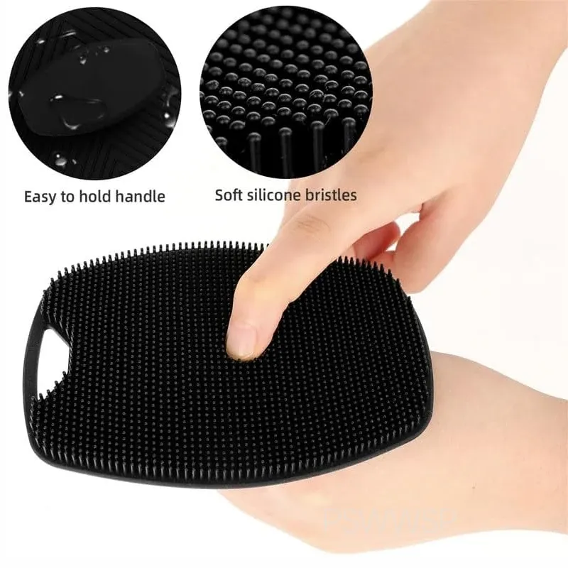 Brosse de douche exfoliante en silicone pour le corps et le visage, avec poignée, utilisable à sec ou humide, mixte 2