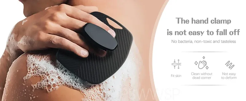 Brosse de douche exfoliante en silicone, texture des poils